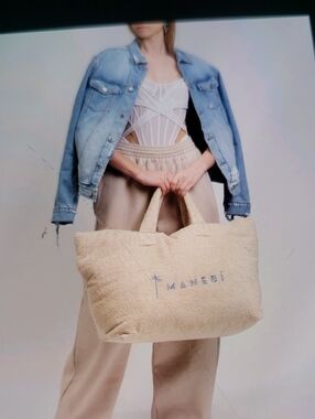 Manebi Cream Sherpa Tote - Plush Everyday Carry